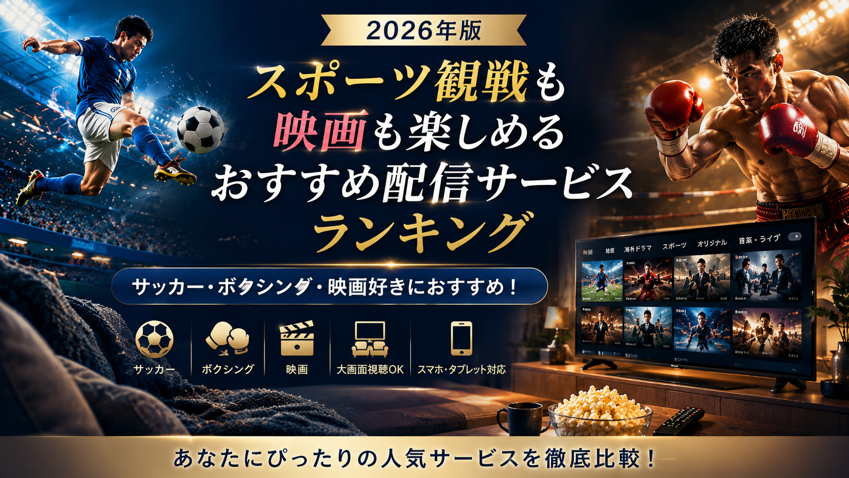 サッカー・ボクシング・映画好きにおすすめ!スポーツ観戦も映画も楽しみたい方におすすめの人気配信サービスを徹底比較