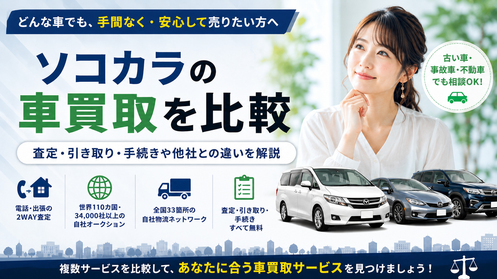 ソコカラの車買取を比較|査定・引き取り・手続きや他社との違いを解説