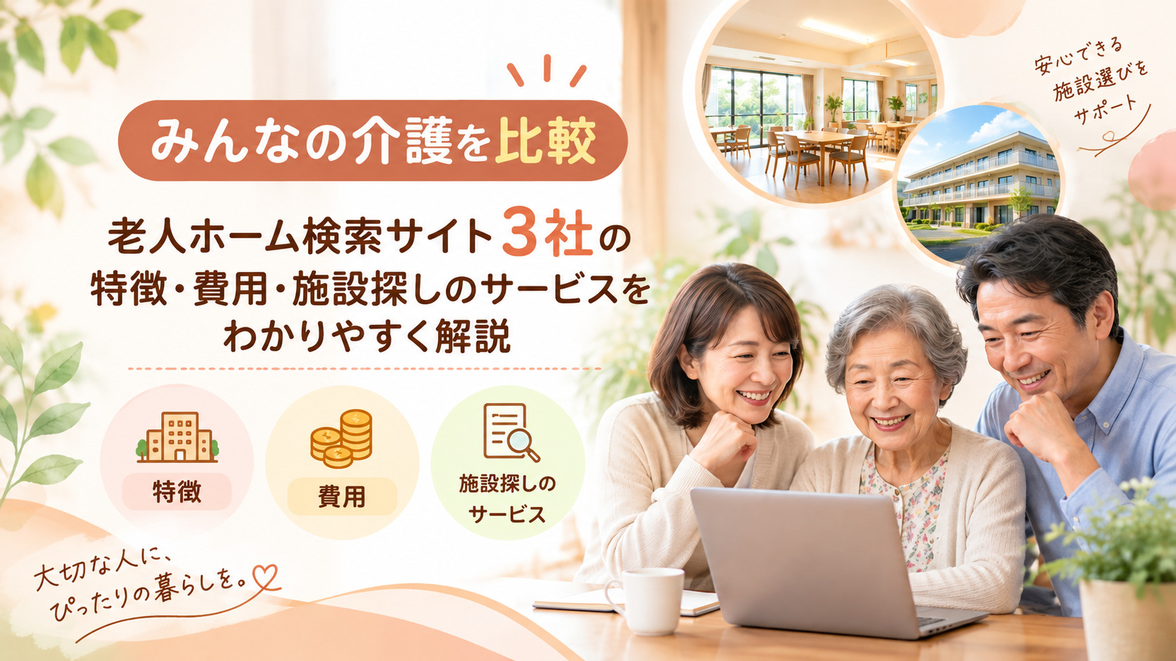 みんなの介護を比較｜老人ホーム検索サイト3社の特徴・費用・サービスを解説